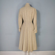Load image into Gallery viewer, 40s 50s PALE CREAM YELLOW STRIPE FIT AND FLARE PRINCESS AUTUMN COAT - XS-S