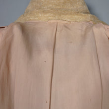 Load image into Gallery viewer, 40s 50s PALE CREAM YELLOW STRIPE FIT AND FLARE PRINCESS AUTUMN COAT - XS-S