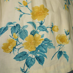 50s UNLABELLED HORROCKSES YELLOW FLORAL FULL SKIRTED COTTON SUN DRESS - S
