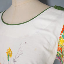 Load image into Gallery viewer, 50s WHITE AND YELLOW WILD MEADOW FLORAL COTTON DRESS - S