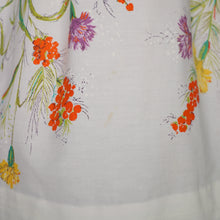 Load image into Gallery viewer, 50s WHITE AND YELLOW WILD MEADOW FLORAL COTTON DRESS - S