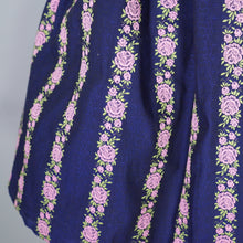Load image into Gallery viewer, 70s DARK BLUE AND PINK ROSE &quot;HANNA&quot; TRACHTEN MINI DIRNDL DRESS - S
