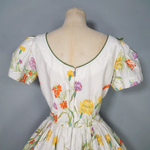 Load image into Gallery viewer, 50s WHITE AND YELLOW WILD MEADOW FLORAL COTTON DRESS - S