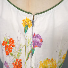 Load image into Gallery viewer, 50s WHITE AND YELLOW WILD MEADOW FLORAL COTTON DRESS - S