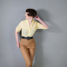Load image into Gallery viewer, 50s LIGHT YELLOW SEMI SHEER "STARDUST" DOLMAN SLEEVE BLOUSE SHIRT - XS-S