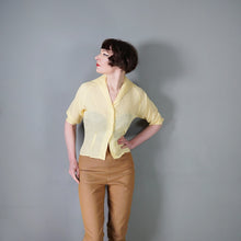 Load image into Gallery viewer, 50s LIGHT YELLOW SEMI SHEER "STARDUST" DOLMAN SLEEVE BLOUSE SHIRT - XS-S