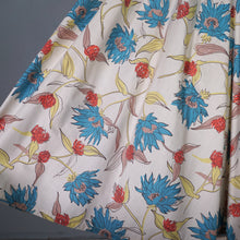 Load image into Gallery viewer, 50s JENNIFER LEE MID CENTURY FLORAL DROP WAISTED FULL SKIRT DRESS - S