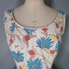 Load image into Gallery viewer, 50s JENNIFER LEE MID CENTURY FLORAL DROP WAISTED FULL SKIRT DRESS - S