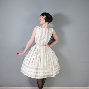60s KITTY COPELAND SMALL FLOWER BOUQUET PRINT COTTON DAY DRESS - S-M (petite fit)