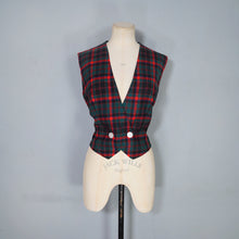 Load image into Gallery viewer, 50s PENDLETON RED GREEN AND NAVY PLAID CHECK WOOL LADIES WAISTCOAT - M