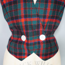 Load image into Gallery viewer, 50s PENDLETON RED GREEN AND NAVY PLAID CHECK WOOL LADIES WAISTCOAT - M
