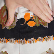 Load image into Gallery viewer, 50s 60s BLACK STRIPE AND GREY AND ORANGE ROSE PRINT COTTON FULL SKIRT - 30"