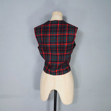 Load image into Gallery viewer, 50s PENDLETON RED GREEN AND NAVY PLAID CHECK WOOL LADIES WAISTCOAT - M