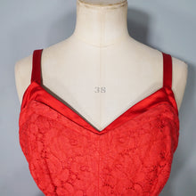 Load image into Gallery viewer, 50s ELEGANT STRAPPY FULL SKIRTED RED LACE AND SATIN PARTY / EVENING DRESS - S-M