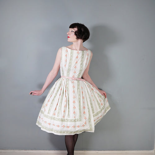 60s KITTY COPELAND SMALL FLOWER BOUQUET PRINT COTTON DAY DRESS - S-M (petite fit)