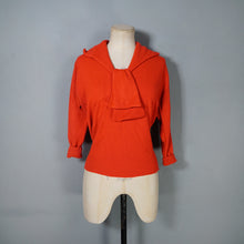 Load image into Gallery viewer, 60s LIGHT RED SOFT WOOL TIE / SHAWL NECK JUMPER - M