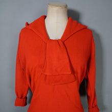 Load image into Gallery viewer, 60s LIGHT RED SOFT WOOL TIE / SHAWL NECK JUMPER - M