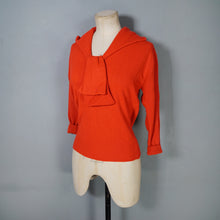 Load image into Gallery viewer, 60s LIGHT RED SOFT WOOL TIE / SHAWL NECK JUMPER - M