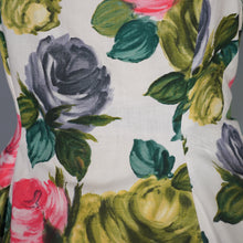 Load image into Gallery viewer, 50s 60s PAINTERLY ROSE PRINT FIT AND FLARE DRESS WITH EMPIRE BUST - M