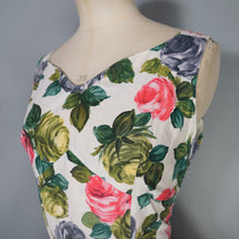 Load image into Gallery viewer, 50s 60s PAINTERLY ROSE PRINT FIT AND FLARE DRESS WITH EMPIRE BUST - M