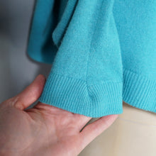 Load image into Gallery viewer, 50s 60s BRIGHT TURQUOISE WOOL CARDIGAN WITH IRRIDESCENT SEQUINS - M