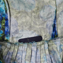 Load image into Gallery viewer, 50s 60s CARNEGIE MODEL COTTON SATEEN DEEP BLUE AND GREEN FLORAL DRESS - S