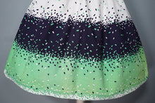 Load image into Gallery viewer, 50s 60s BLANES BLACK, WHITE AND GREEN CONFETTI PRINT DRESS - S