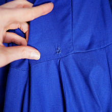 Load image into Gallery viewer, 80s DROOPY AND BROWNS / ANGELA HOLMES BLUE DRESS WITH FULL CIRCLE SWEEP - S