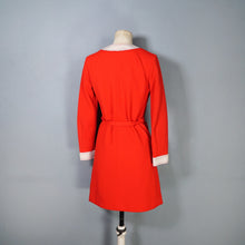 Load image into Gallery viewer, 60s PEGGY PAGE LONG SLEEVED THICK RED MOD DRESS WITH WHITE TRIMS - XS