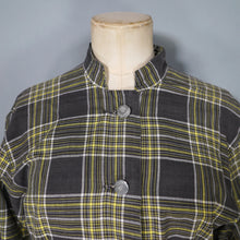 Load image into Gallery viewer, 40s HANDMADE GREY YELLOW CHECK COTTON DAY DRESS WITH BELT - S-M