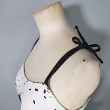 Load image into Gallery viewer, 50s 60s BLANES BLACK, WHITE AND GREEN CONFETTI PRINT DRESS - S