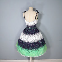 Load image into Gallery viewer, 50s 60s BLANES BLACK, WHITE AND GREEN CONFETTI PRINT DRESS - S