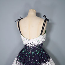 Load image into Gallery viewer, 50s 60s BLANES BLACK, WHITE AND GREEN CONFETTI PRINT DRESS - S