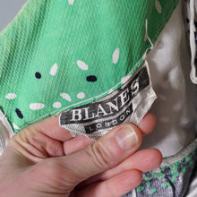 Load image into Gallery viewer, 50s 60s BLANES BLACK, WHITE AND GREEN CONFETTI PRINT DRESS - S