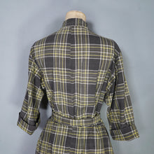 Load image into Gallery viewer, 40s HANDMADE GREY YELLOW CHECK COTTON DAY DRESS WITH BELT - S-M