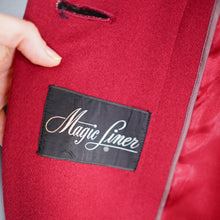 Load image into Gallery viewer, 40s CHERRY RED SWING OVER COAT WITH HUGE COLLAR AND REMOVABLE &quot;MAGIC LINING&quot; -M-L