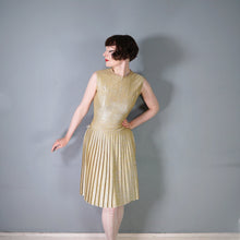 Load image into Gallery viewer, 60s BLANES SPARKLY GOLD METALLIC LUREX GOGO DRESS - S