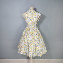Load image into Gallery viewer, 50s "ARNISONS" YELLOW SMALL STEMMED ROSE PRINT WRAP DRESS WITH SASH BELT - S