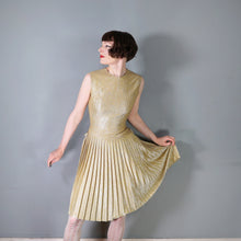 Load image into Gallery viewer, 60s BLANES SPARKLY GOLD METALLIC LUREX GOGO DRESS - S