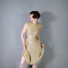 Load image into Gallery viewer, 60s BLANES SPARKLY GOLD METALLIC LUREX GOGO DRESS - S