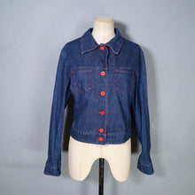 Load image into Gallery viewer, VINTAGE REVERSIBLE DENIM AND RED PLAID CROPPED LIGHTWEIGHT JACKET - M