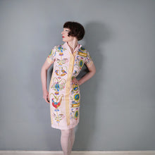 Load image into Gallery viewer, 60s PINK "SERBIN" MURIEL RYAN NOVELTY BIRD PRINT SHIFT DRESS - S