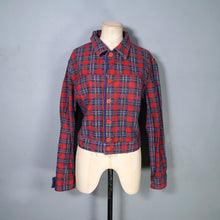 Load image into Gallery viewer, VINTAGE REVERSIBLE DENIM AND RED PLAID CROPPED LIGHTWEIGHT JACKET - M