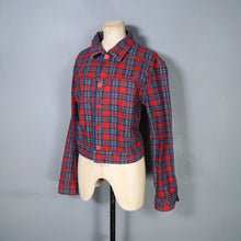 Load image into Gallery viewer, VINTAGE REVERSIBLE DENIM AND RED PLAID CROPPED LIGHTWEIGHT JACKET - M