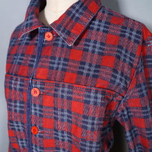 Load image into Gallery viewer, VINTAGE REVERSIBLE DENIM AND RED PLAID CROPPED LIGHTWEIGHT JACKET - M