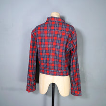 Load image into Gallery viewer, VINTAGE REVERSIBLE DENIM AND RED PLAID CROPPED LIGHTWEIGHT JACKET - M