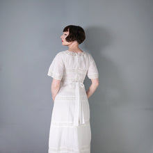 Load image into Gallery viewer, 70s WHITE JONATHAN LOGAN PINK TUCK AND LACE MEXICAN STYLE MAXI DRESS - XS-S