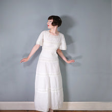 Load image into Gallery viewer, 70s WHITE JONATHAN LOGAN PINK TUCK AND LACE MEXICAN STYLE MAXI DRESS - XS-S