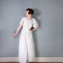 Load image into Gallery viewer, 70s WHITE JONATHAN LOGAN PINK TUCK AND LACE MEXICAN STYLE MAXI DRESS - XS-S