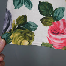 Load image into Gallery viewer, 50s 60s PAINTERLY ROSE PRINT FIT AND FLARE DRESS WITH EMPIRE BUST - M